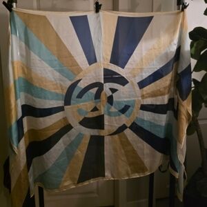 CHANEL Blue and Gold Scarf